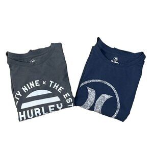 2 Hurley Men's Short Sleeve T-Shirts Tee Blue Grey Crew Neck Size XL Extra Large